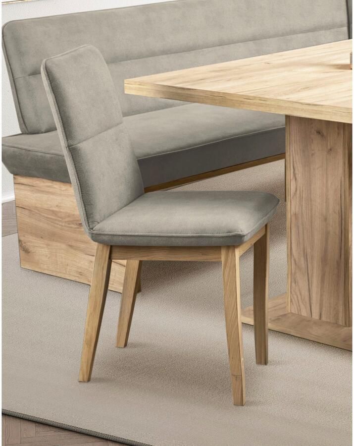 Home affaire Eetkamerstoel Beluna gestoffeerde stoel eetkamer bestseller Frame en poten van massief eiken modern landhuis (set 2 stuks) - Foto 2