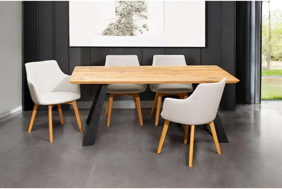 Home affaire Eettafel Team eettafel keukentafel eet tafel met Zwitserse rand U-frame van metaal 2 cm dikke tafelblad verdubbeld op 4 cm - Foto 6