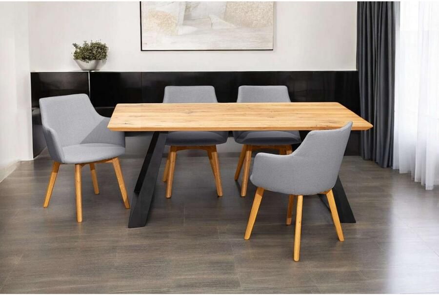 Home affaire Eettafel Team eettafel keukentafel eet tafel met Zwitserse rand U-frame van metaal 2 cm dikke tafelblad verdubbeld op 4 cm - Foto 5