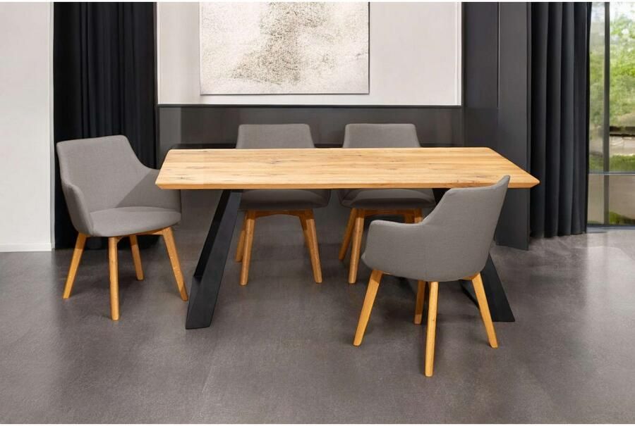 Home affaire Eettafel Team eettafel keukentafel eet tafel met Zwitserse rand U-frame van metaal 2 cm dikke tafelblad verdubbeld op 4 cm - Foto 7