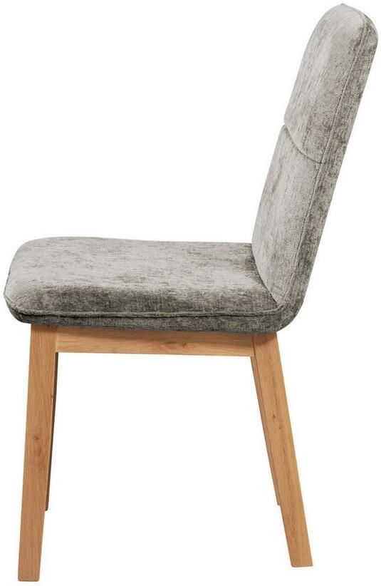 Home affaire Stoel met 4 poten Louise gestoffeerde stoel eetstoel Frame en poten van massief eiken modern landhuis (set 2 stuks) - Foto 6