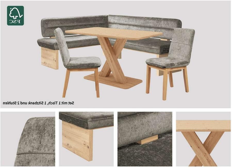 Home affaire Eethoek Louise + Miles eetkamerset zitgroep hoekbank keukenbank Eetkamer zitgroep stoelen tafel en bank comfortabel gepolsterd (4-delig) - Foto 4