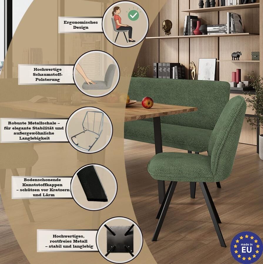 Home affaire Eetkamerstoel Mily eetstoel woonstoel gestoffeerde stoel 4-pootstoel (set 2 stuks)