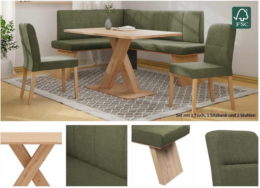 Home affaire Eethoek Nina Eetkamer zitgroep stoelen tafel en bank comfortabel gepolsterd (4-delig) - Foto 4