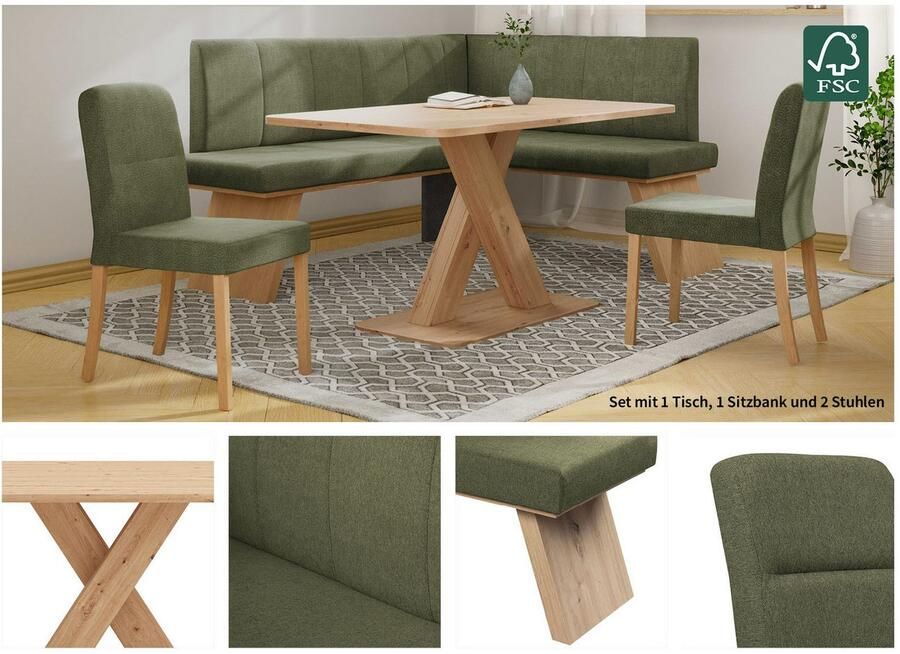 Home affaire Eethoek Nina Eetkamer zitgroep stoelen tafel en bank comfortabel gepolsterd (4-delig) - Foto 4