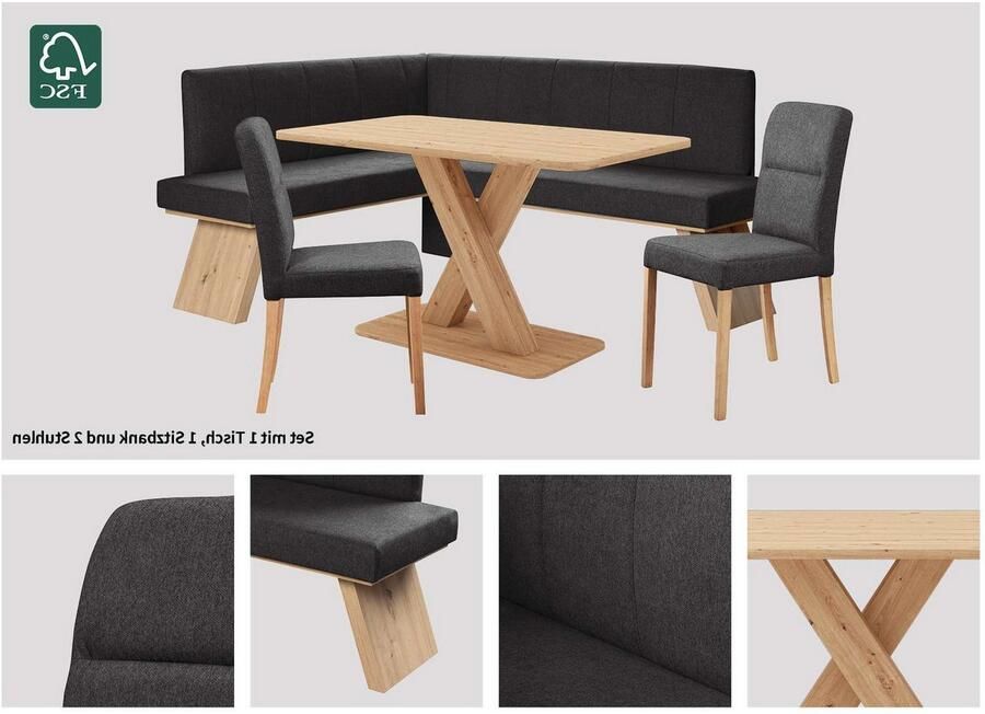 Home affaire Eethoek Nina Eetkamer zitgroep stoelen tafel en bank comfortabel gepolsterd (4-delig) - Foto 5