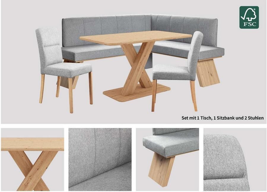 Home affaire Eethoek Nina Eetkamer zitgroep stoelen tafel en bank comfortabel gepolsterd (4-delig) - Foto 6