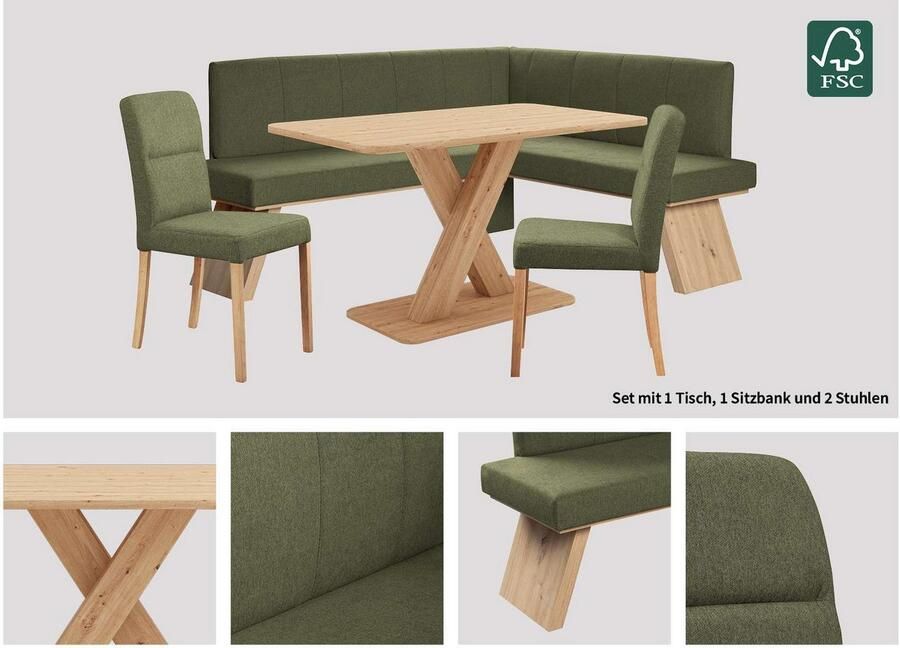 Home affaire Eethoek Nina Eetkamer zitgroep stoelen tafel en bank comfortabel gepolsterd (4-delig) - Foto 6