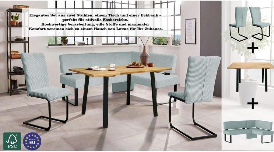 Home affaire Hoekbank Oliver met metalen frame keukenbank verschillende hoezen cord eetkamerbank ottos choice - Foto 12