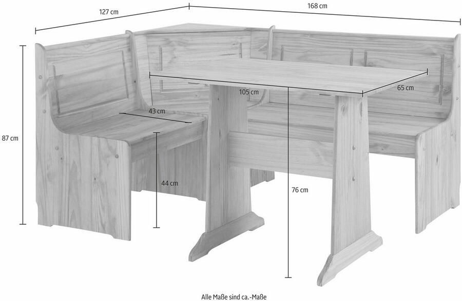 Home affaire Eethoek Sascha met tafel en kist-hoekbank massief hout (2-delig) - Foto 5