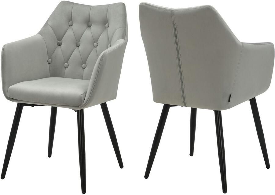 Home affaire Eetkamerstoel Alton TOPSELLER! OTTOs Choice met zachte velours armstoel met aantrekkelijke knoopverwerking (set 2 stuks) - Foto 9