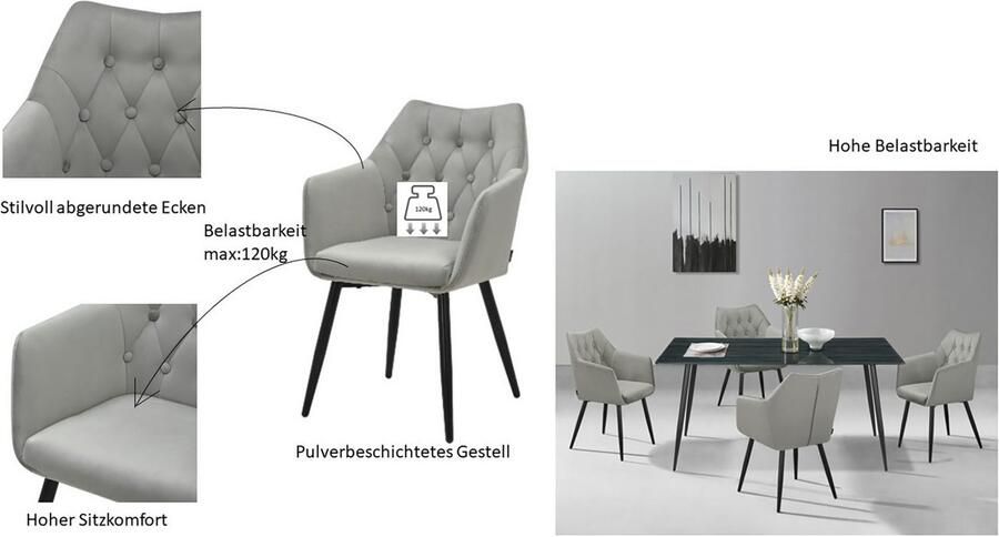 Home affaire Eetkamerstoel Alton TOPSELLER! OTTOs Choice met zachte velours armstoel met aantrekkelijke knoopverwerking (set 2 stuks) - Foto 13