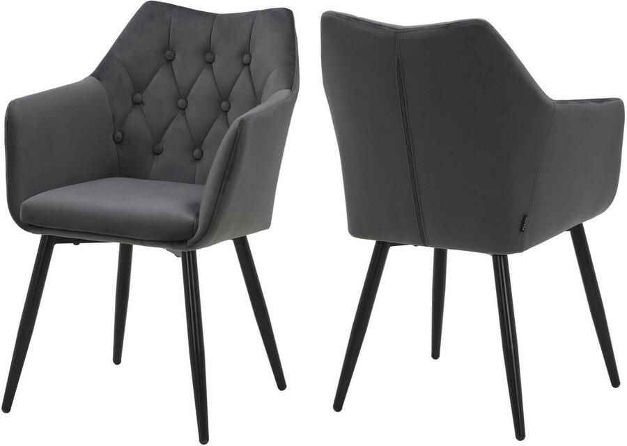 Home affaire Eetkamerstoel Alton TOPSELLER! OTTOs Choice met zachte velours armstoel met aantrekkelijke knoopverwerking (set 2 stuks) - Foto 8