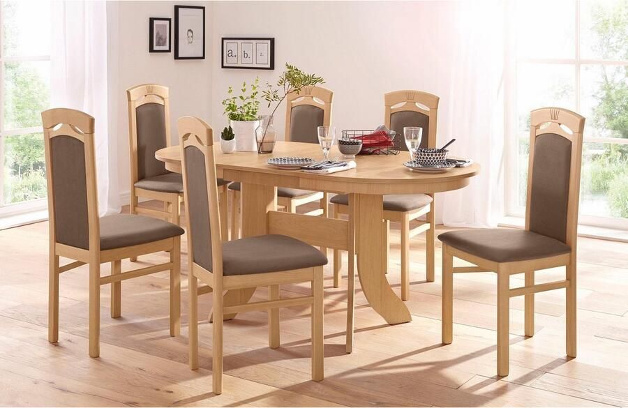 Home affaire Eetkamerstoel Anthony Houten stoel met decoratief freeswerk (set 2 stuks) - Foto 2