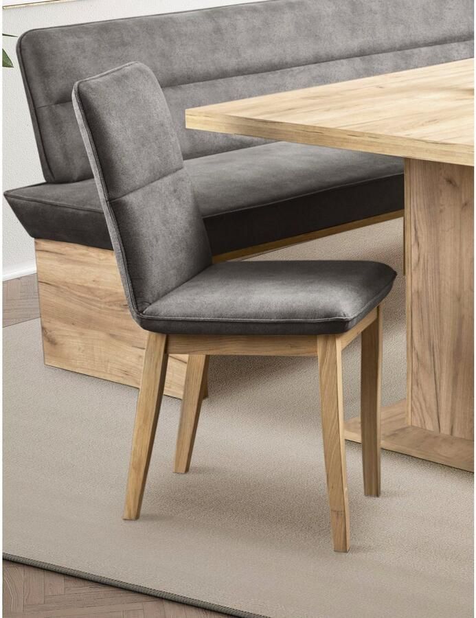 Home affaire Eetkamerstoel Beluna gestoffeerde stoel eetkamer bestseller Frame en poten van massief eiken modern landhuis (set 2 stuks) - Foto 2