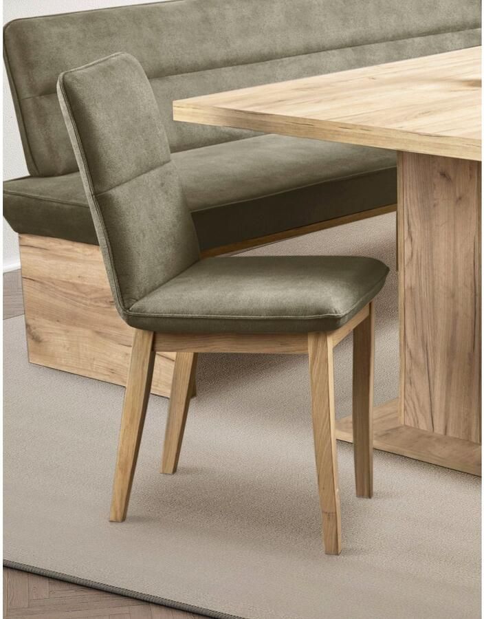 Home affaire Eetkamerstoel Beluna gestoffeerde stoel eetkamer bestseller Frame en poten van massief eiken modern landhuis (set 2 stuks) - Foto 2