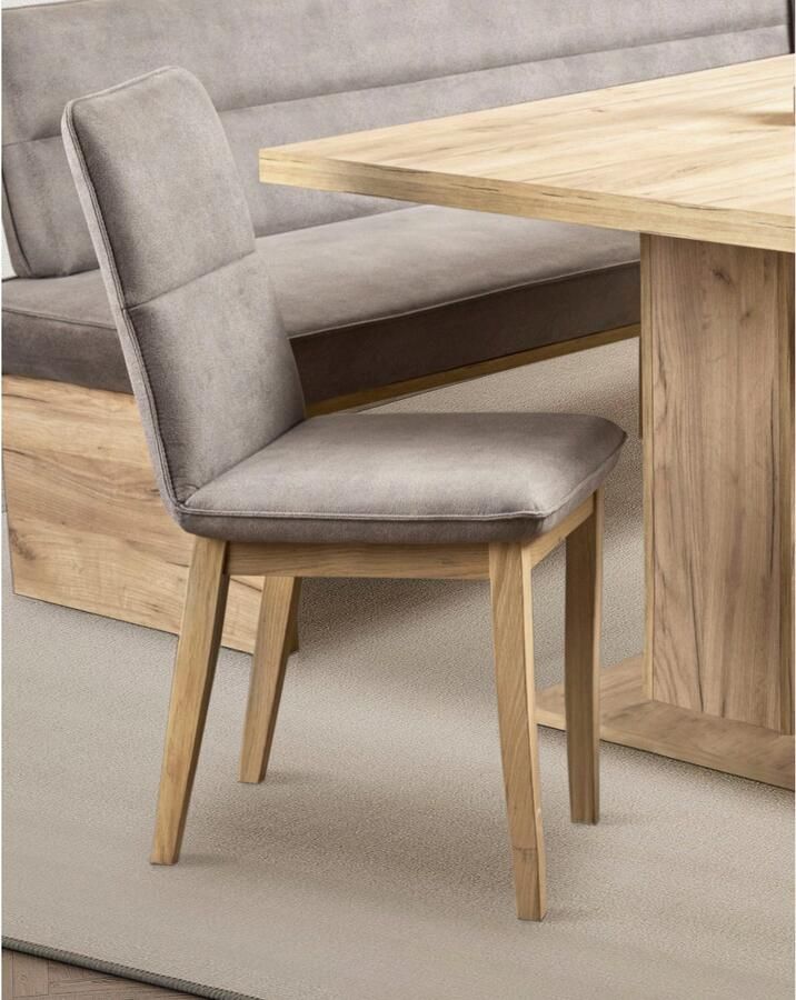 Home affaire Eetkamerstoel Beluna gestoffeerde stoel eetkamer bestseller Frame en poten van massief eiken modern landhuis (set 2 stuks) - Foto 2