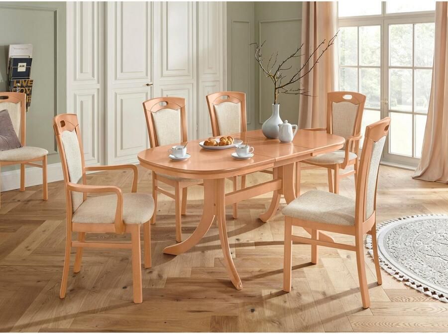 Home affaire Eetkamerstoel FERDI armstoel Made in Italy massief hout Bekleding fijne structuur (water- en vlekafstotend) of structuur - Foto 2