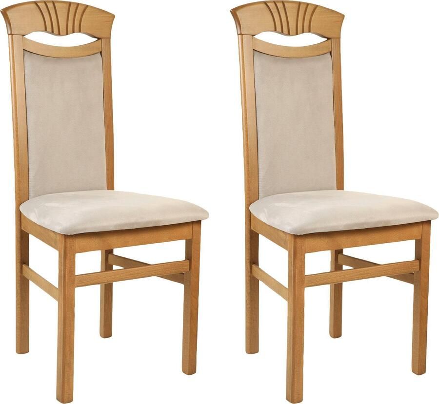 Home affaire Eetkamerstoel Franz slijtvast microvezel onderstel beuken naturel of wit houten stoel (set 2 stuks) - Foto 7