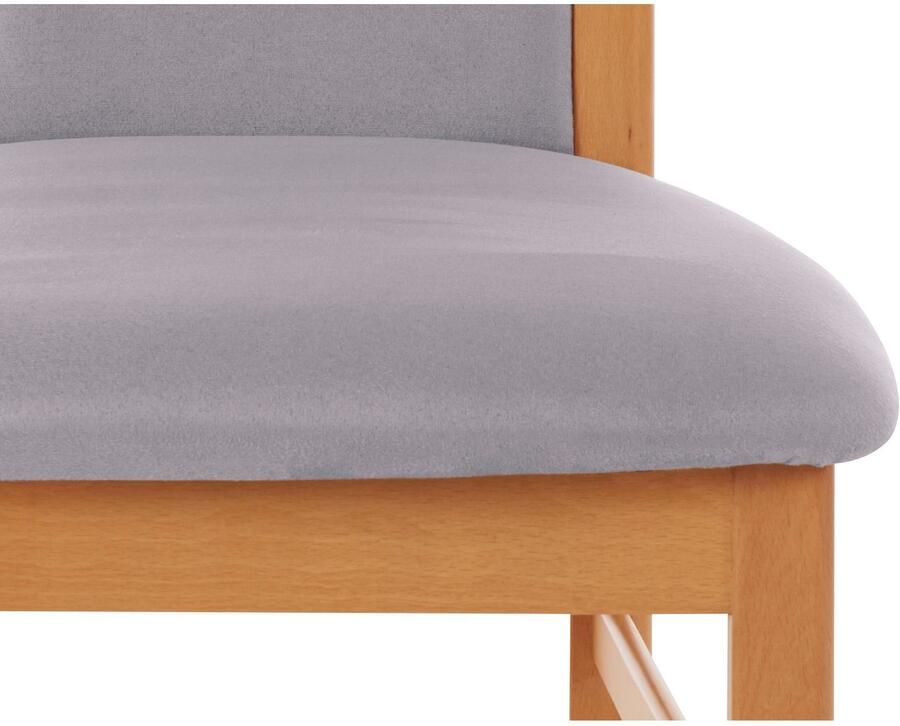 Home affaire Eetkamerstoel Franz slijtvast microvezel onderstel beuken naturel of wit houten stoel (set 2 stuks)