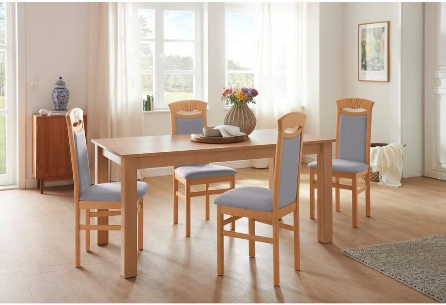 Home affaire Eetkamerstoel Franz slijtvast microvezel onderstel beuken naturel of wit houten stoel (set 2 stuks) - Foto 5