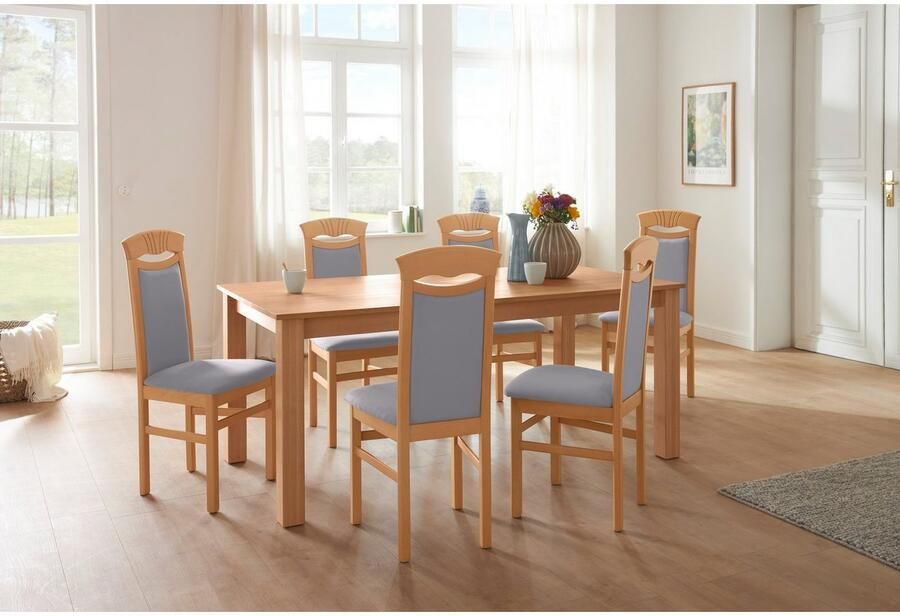 Home affaire Eetkamerstoel Franz slijtvast microvezel onderstel beuken naturel of wit houten stoel (set 2 stuks) - Foto 4