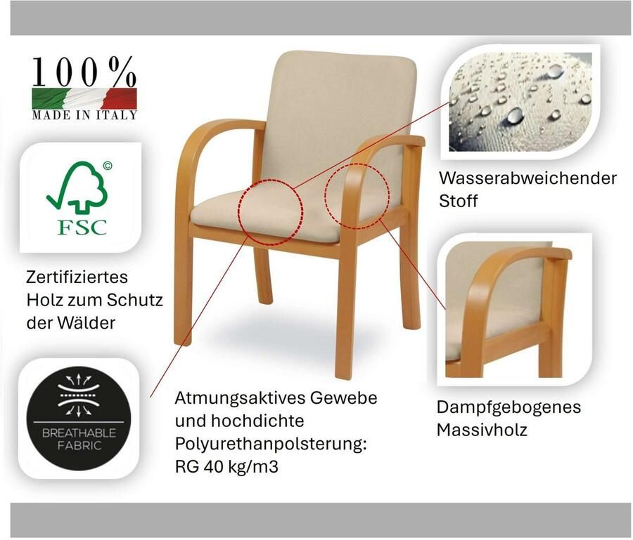 Home affaire Eetkamerstoel LINA707 Extra-comfort vlekbestendig weefsel massief hout (1 stuk) - Foto 2