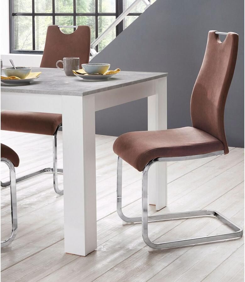 Home affaire Eetkamerstoel Milano (2 of 4 stuks) bekleding in microvezel of koord sledestoel (set) - Foto 2