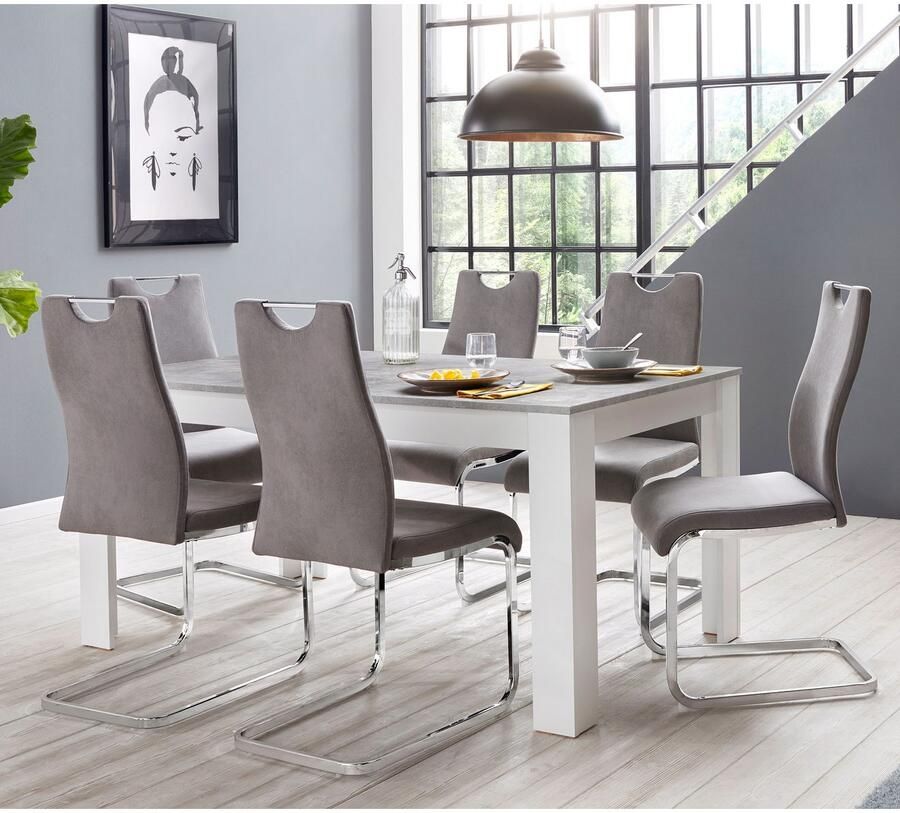Home affaire Eetkamerstoel Milano (2 of 4 stuks) bekleding in microvezel of koord sledestoel (set) - Foto 1