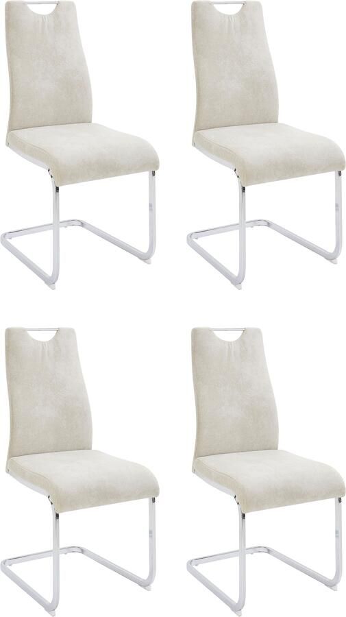 Home affaire Eetkamerstoel Milano (2 of 4 stuks) bekleding in microvezel of koord sledestoel (set)