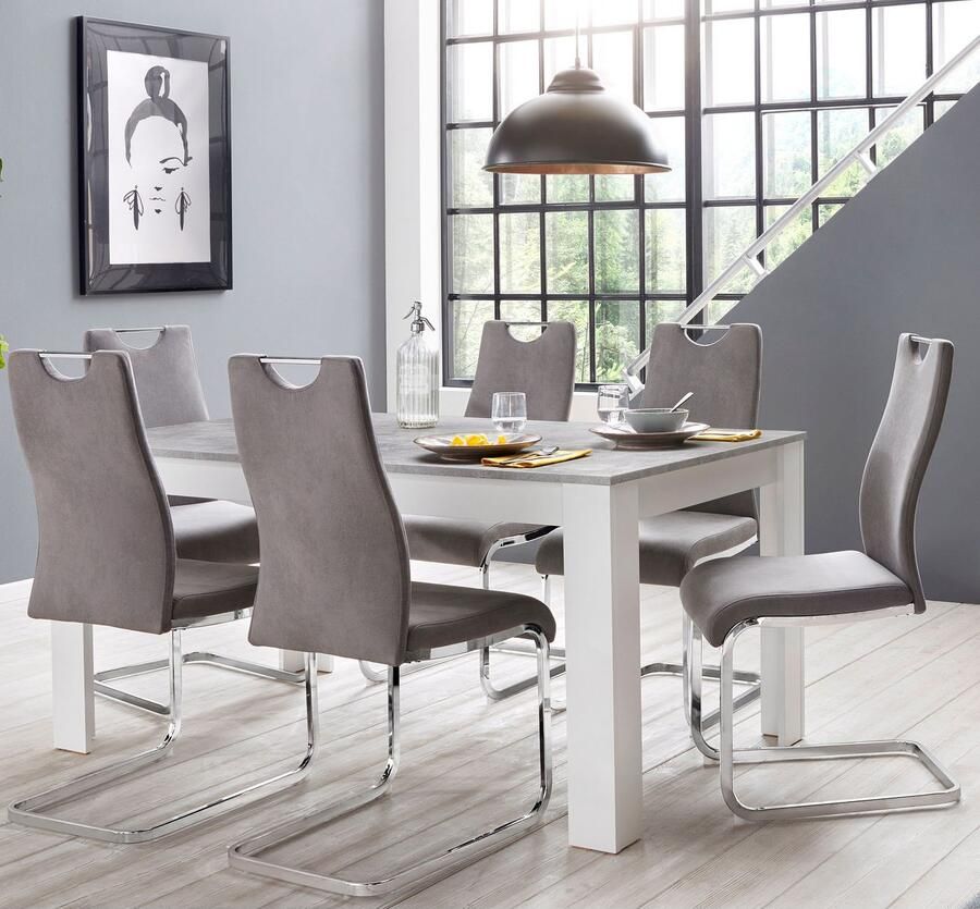 Home affaire Eetkamerstoel Milano (2 of 4 stuks) bekleding in microvezel of koord sledestoel (set)