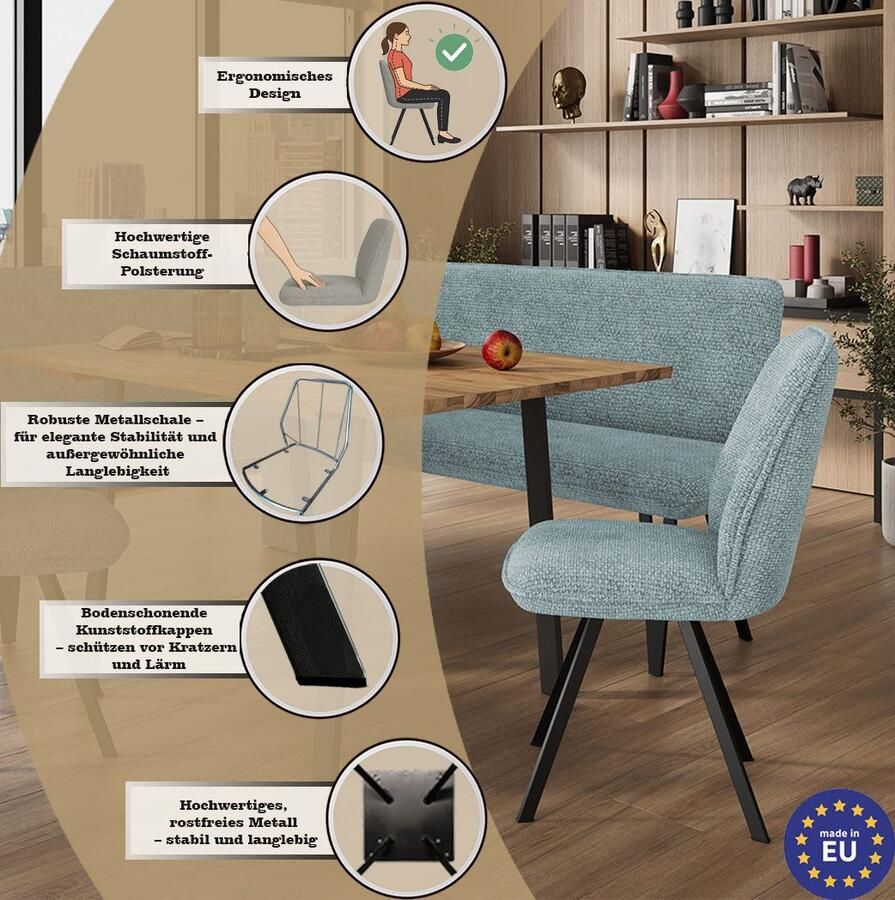 Home affaire Eetkamerstoel Mily eetstoel woonstoel gestoffeerde stoel 4-pootstoel (set 2 stuks)