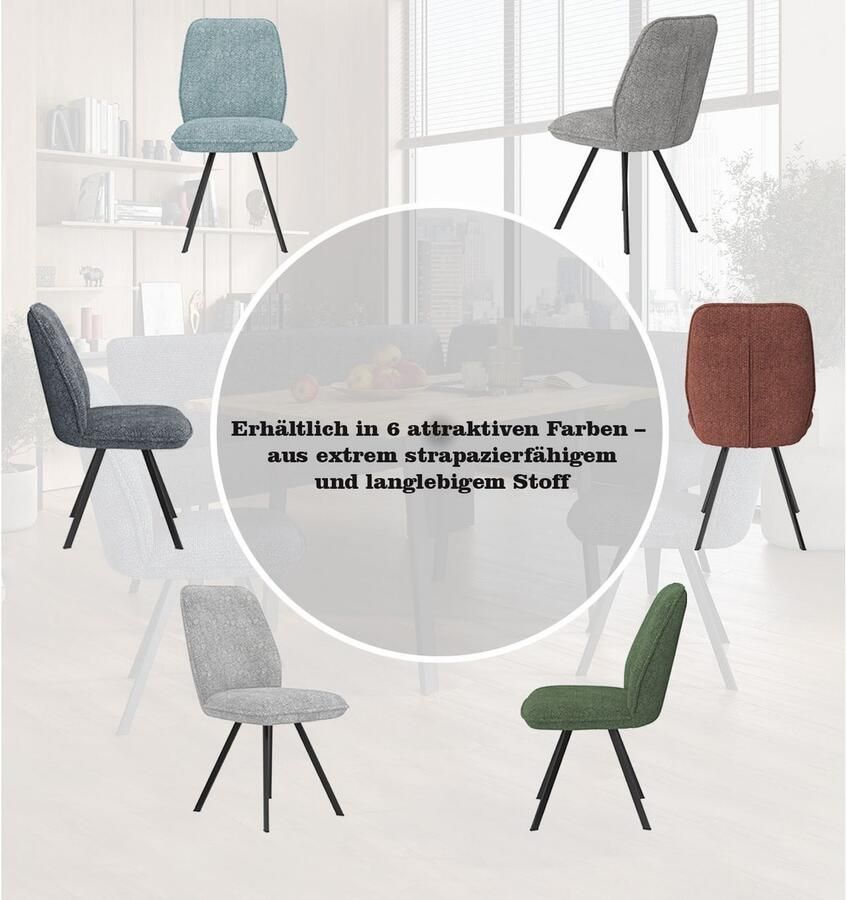 Home affaire Eetkamerstoel Mily eetstoel woonstoel gestoffeerde stoel 4-pootstoel (set 2 stuks) - Foto 3