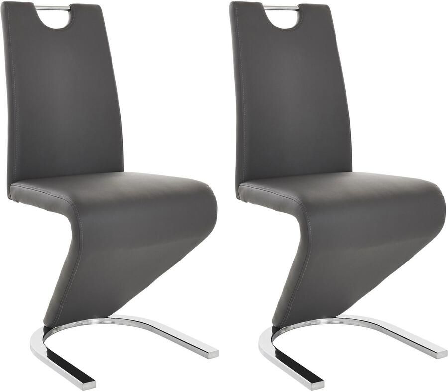 Home affaire Eetkamerstoel Monza Bekleding in imitatieleer rugleuning met handgreep voor eenvoudig terugtrekken (set 2 stuks)