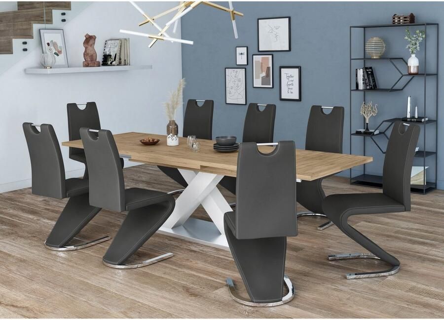 Home affaire Eetkamerstoel Monza Bekleding in imitatieleer rugleuning met handgreep voor eenvoudig terugtrekken (set 2 stuks) - Foto 7