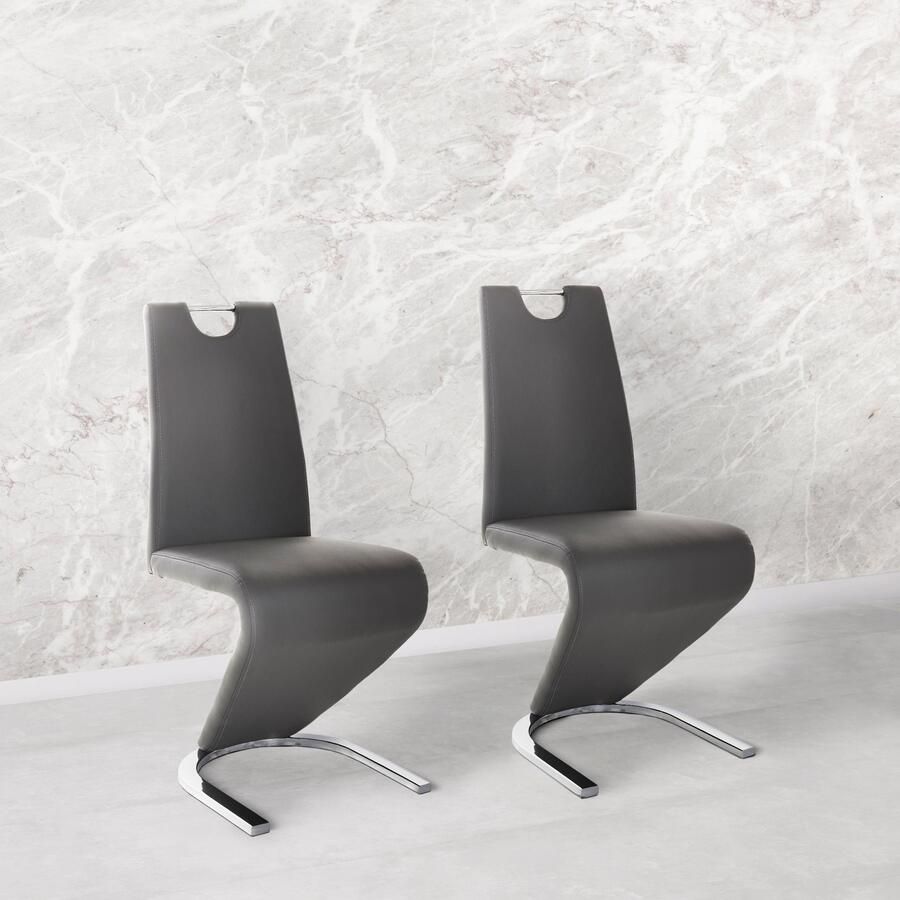 Home affaire Eetkamerstoel Monza Bekleding in imitatieleer rugleuning met handgreep voor eenvoudig terugtrekken (set 2 stuks) - Foto 2