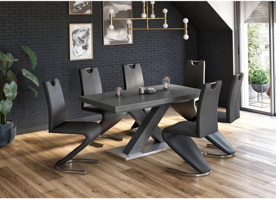 Home affaire Eetkamerstoel Monza Bekleding in imitatieleer rugleuning met handgreep voor eenvoudig terugtrekken (set 2 stuks) - Foto 6