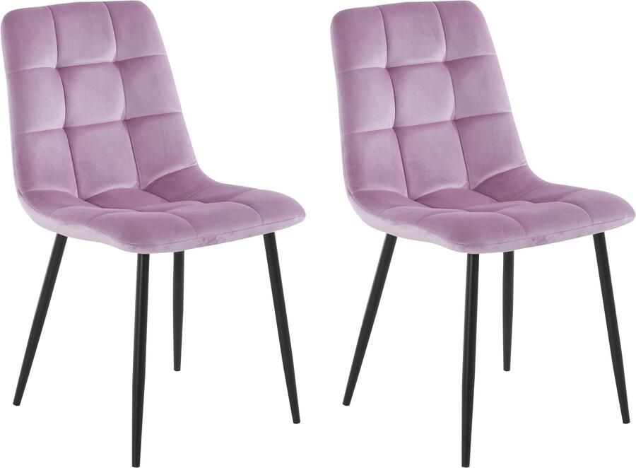 Home affaire Eetkamerstoel Parma Bekleding in fluwelen stof keukenstoel (set 2 stuks)