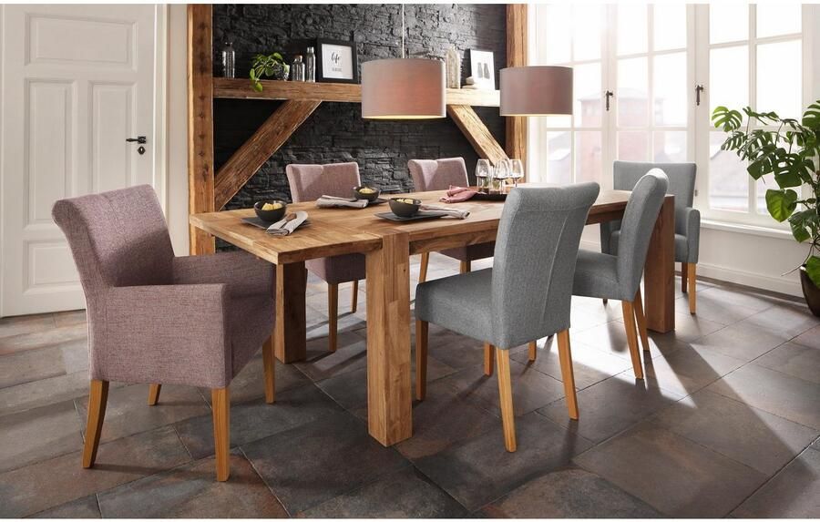 Home affaire Eetkamerstoel Queen Polsterstoel BESTSELLER verschillende type bekleding massief houten onderstel (set) - Foto 7