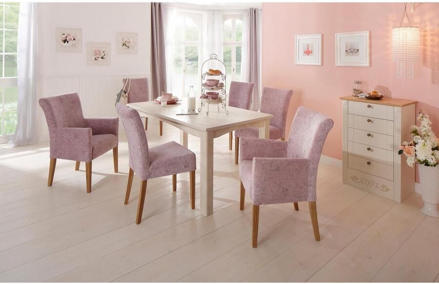 Home affaire Eetkamerstoel Queen Polsterstoel BESTSELLER verschillende type bekleding massief houten onderstel (set) - Foto 5