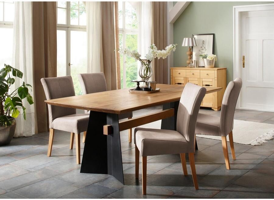 Home affaire Eetkamerstoel Queen Polsterstoel BESTSELLER verschillende type bekleding massief houten onderstel (set) - Foto 2