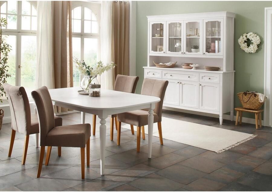 Home affaire Eetkamerstoel Queen Polsterstoel BESTSELLER verschillende type bekleding massief houten onderstel (set) - Foto 3