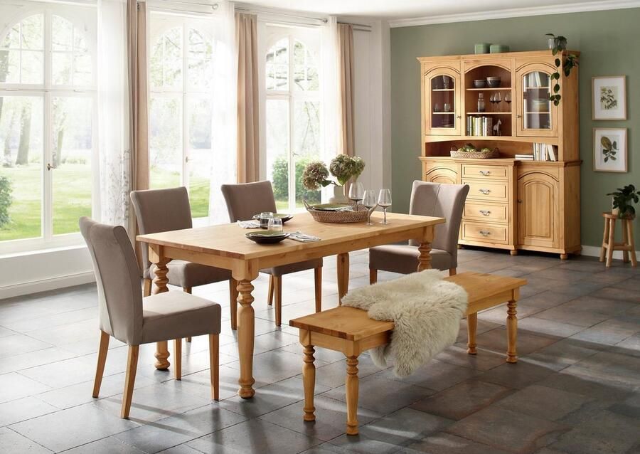 Home affaire Eetkamerstoel Queen Polsterstoel BESTSELLER verschillende type bekleding massief houten onderstel (set) - Foto 4