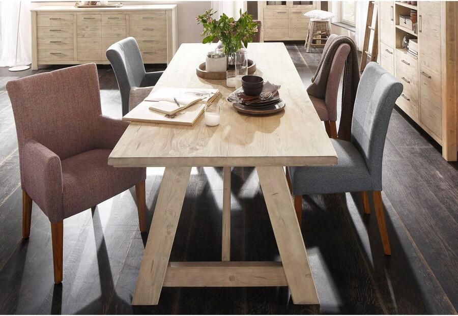 Home affaire Eetkamerstoel Queen Polsterstoel BESTSELLER verschillende type bekleding massief houten onderstel (set) - Foto 4