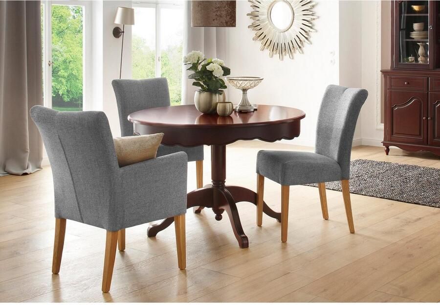 Home affaire Eetkamerstoel Queen Polsterstoel BESTSELLER verschillende type bekleding massief houten onderstel (set) - Foto 3