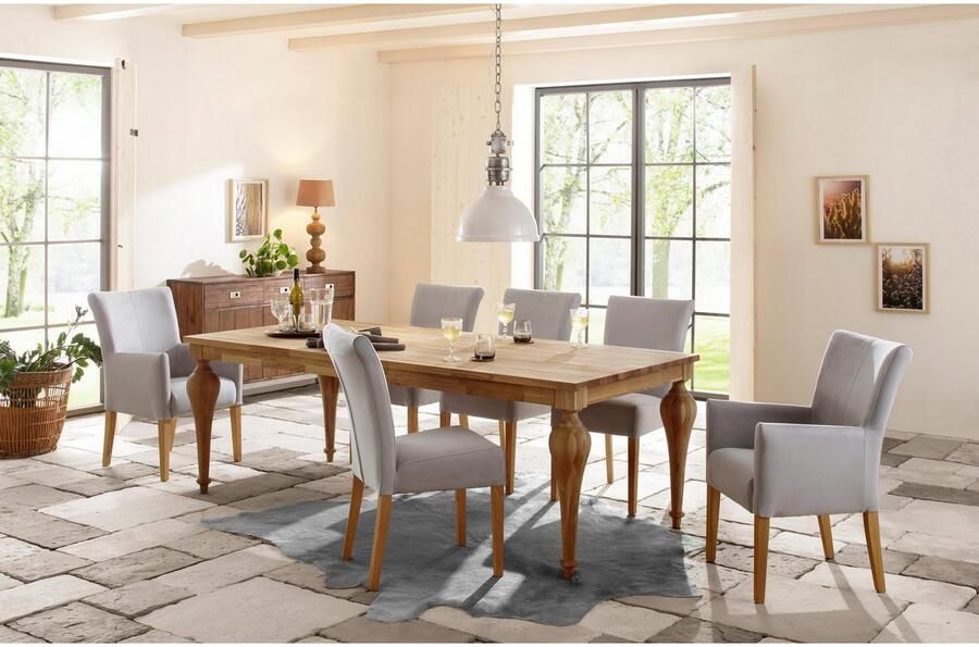Home affaire Eetkamerstoel Queen Polsterstoel BESTSELLER verschillende type bekleding massief houten onderstel (set) - Foto 3