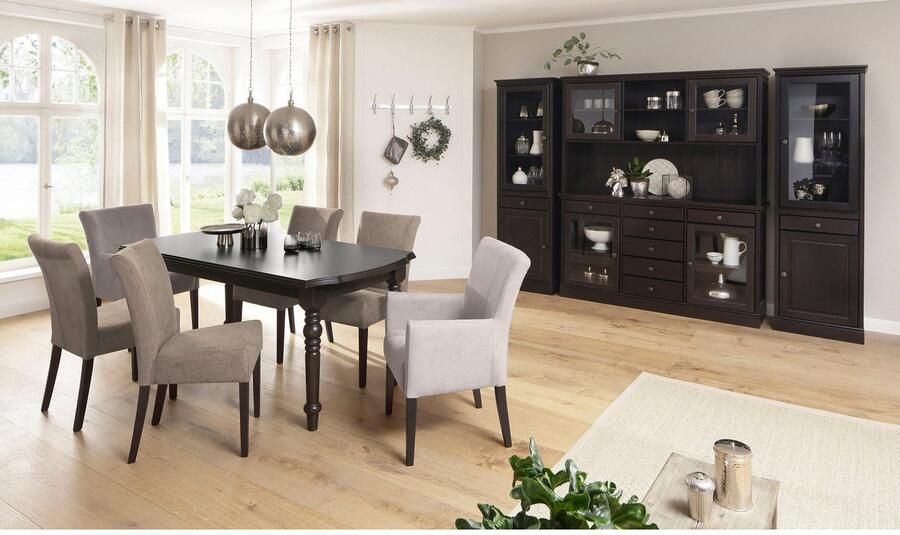 Home affaire Eetkamerstoel Queen Poten van massief beuken wengée gelakt gestoffeerde stoel (set) - Foto 5