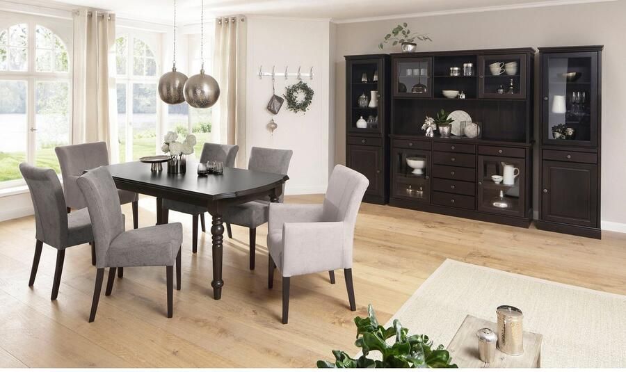 Home affaire Eetkamerstoel Queen Poten van massief beuken wengée gelakt gestoffeerde stoel (set) - Foto 5