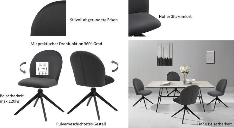 Home affaire Eetkamerstoel Tempa TOPSELLER! OTTOs keuze Draaisteel met 360 graden draaifunctie (set 2 stuks) - Foto 11