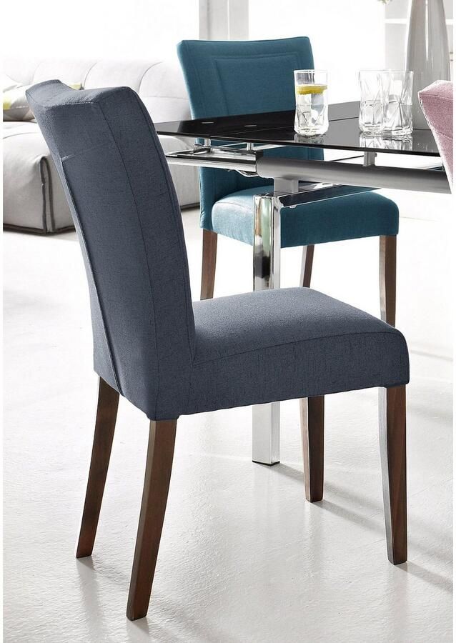 Home affaire Eetkamerstoel Zena Frame van massief hout gestoffeerde stoel eetkamer bestseller (set 2 stuks)